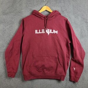 Illenium Hoodie Mens Large Maroon Burgundy EDM Phoenix Logo Pullover Sweatshirt
